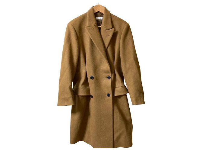 Dries Van Noten langer Mantel aus Alpakamischung Beige Kamel