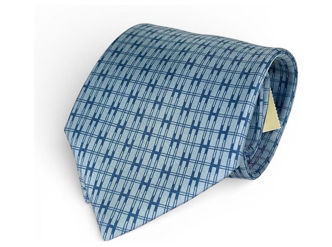Hermès H motif Silk Tie Blue