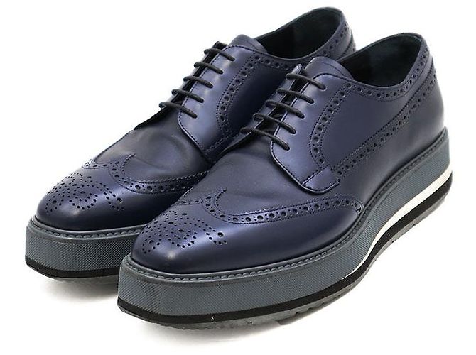 Chaussures Derby en cuir Prada Bleu