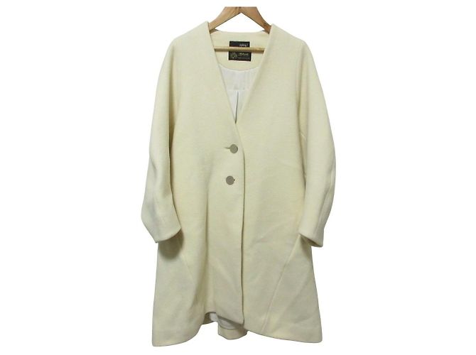 Autre Marque Casaco de lã sem gola com mangas cocoon styling Cru