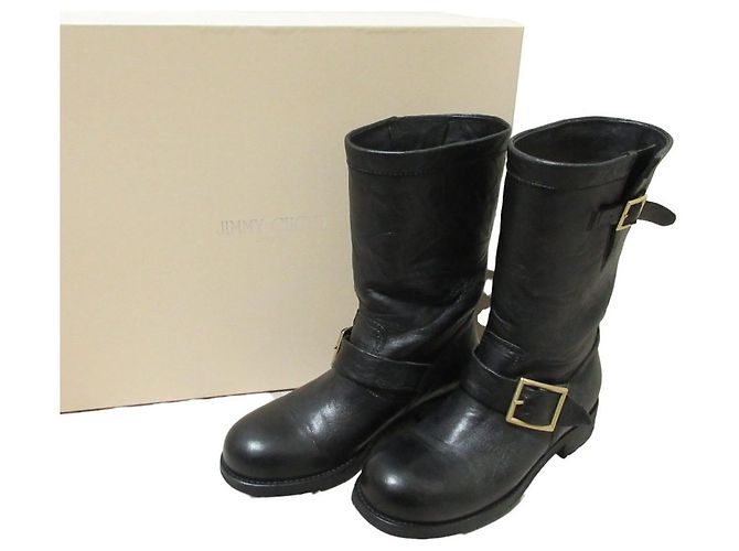 Bottes Engineer en cuir Biker Jimmy Choo Noir