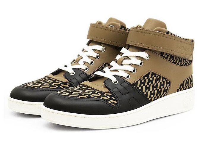 Hermès Baskets Hermes Freestyle en nylon haute densité et cuir de veau Noir Camel