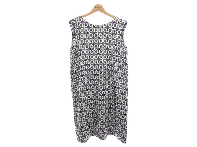 Vestido de seda Max Mara S Marrom Azul Bege