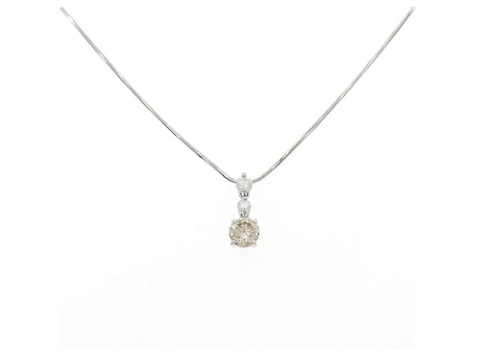 Autre Marque PT900 PT850 Diamond Necklace Silvery