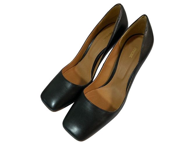 Autre Marque PIPPICHIC Leder-Pumps mit eckiger Kappe Schwarz