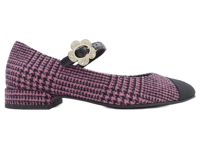 Chaussures Mary Janes Chanel Noir Rose