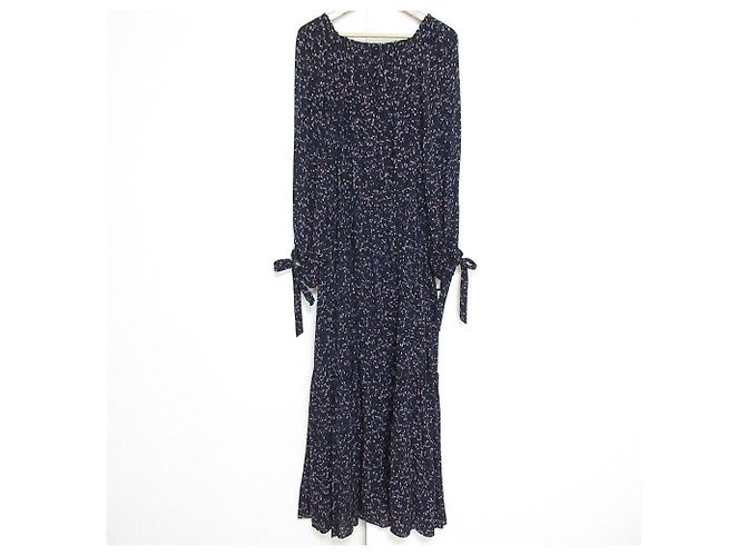 Autre Marque Drawer Seidenkleid mit Blumenmuster Blau