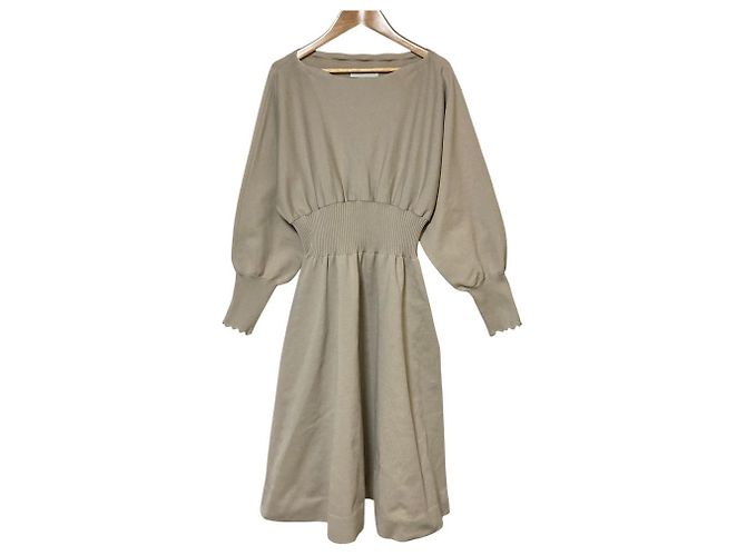 Autre Marque CELFORD Strickkleid mit Wellensaum Beige