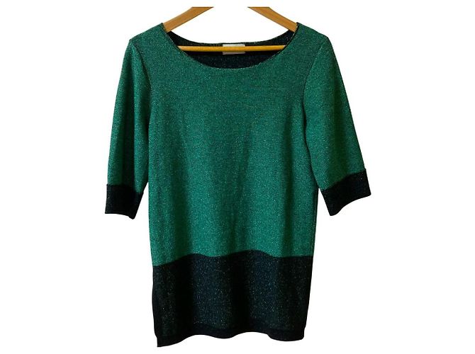 Autre Marque Dries Van Noten Stricktop Schwarz Grün