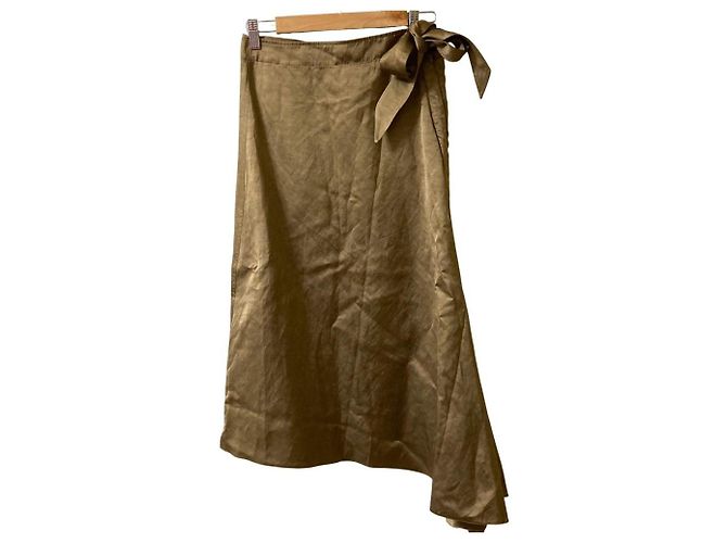 Autre Marque BLAMINK Satin-Maxirock Beige Khaki