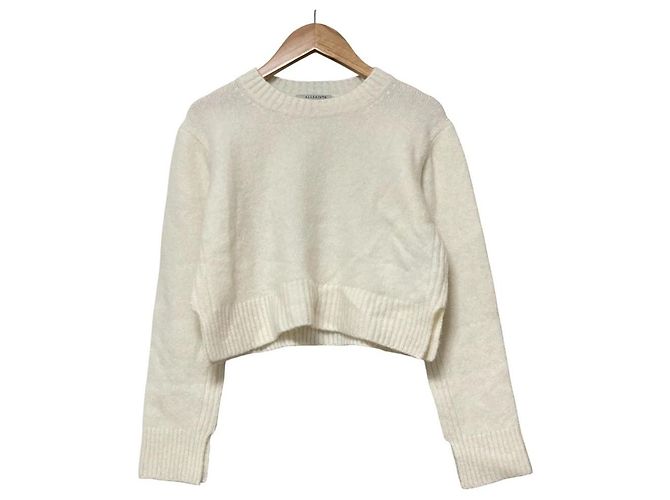 Autre Marque All Saints Kurzstrickpullover aus Wolle Weiß