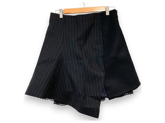 Saia Docking de lã com riscas Sacai Preto