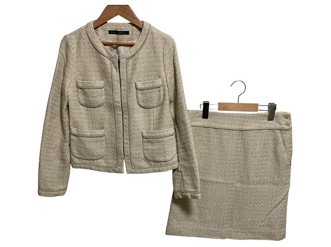 Autre Marque Conjunto de Tweed green label relaxing Bege