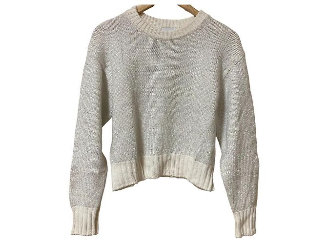 Autre Marque United Arrows green label relaxing Strickpullover mit Pailletten Weiß