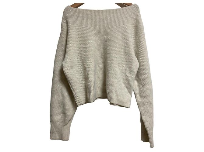 Autre Marque Apuweiser-riche Strickpullover aus Wolle und Kaschmir mit Lurex Weiß Roh