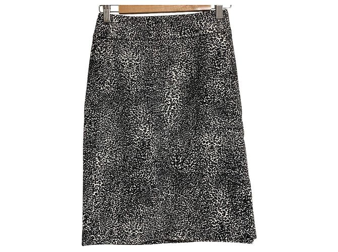 Autre Marque Drawer Knielange Rock mit Tiermuster Schwarz