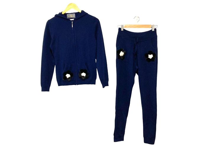 Autre Marque Set LILLY E VIOLETTA Flower Mink Cashmere Blu Blu navy