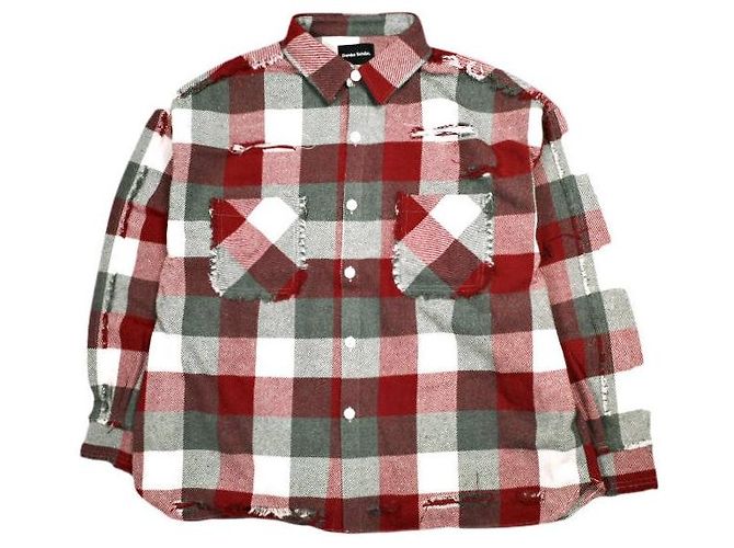 Autre Marque Danke Schon FLANNEL DAMAGE SHIRTS BLOCK Chemise à manches longues mélangée Rouge