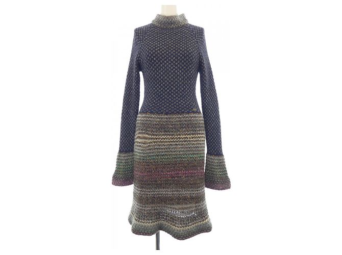 Chanel Kleid Braun Blau Beige Orange Marineblau