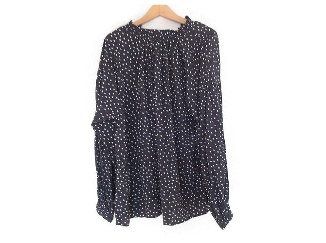 Autre Marque Green Label Relaxing Bluse mit gerafften Rüschen Schwarz