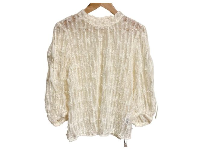 Autre Marque Blusa trasparente con lacci Lillian Carat Bianco