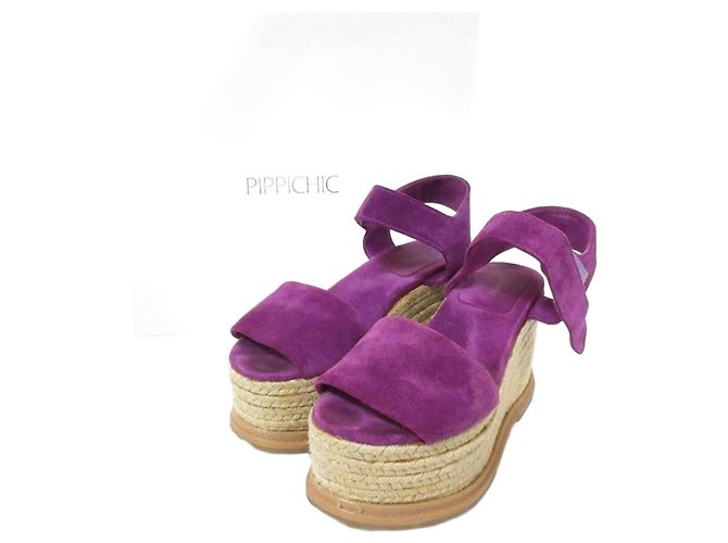 Autre Marque PIPPICHIC Suede Platform Sandals Purple