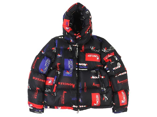 Casaco de Penas de Nylon Moncler WILSON Preto Vermelho Azul