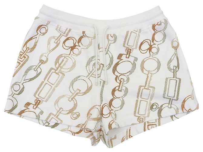 Hermès Do Re Boucles Baumwollshorts 38 Weiß