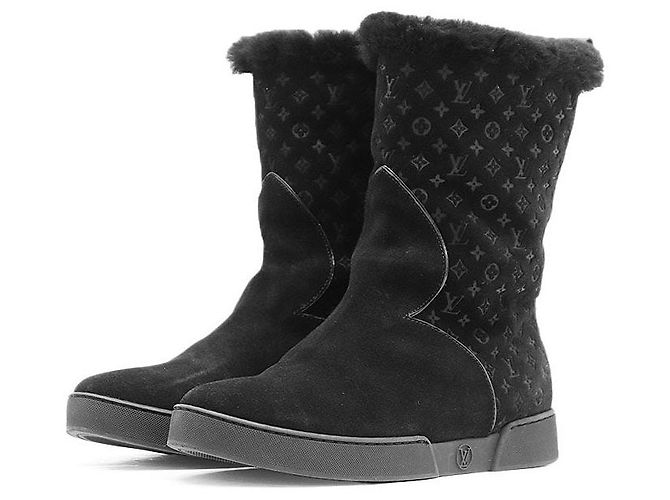Bottines Louis Vuitton Monogram Mouton Suede Noir