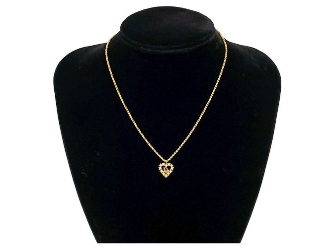 Autre Marque Collana Christian Dior Cuore Strass D'oro