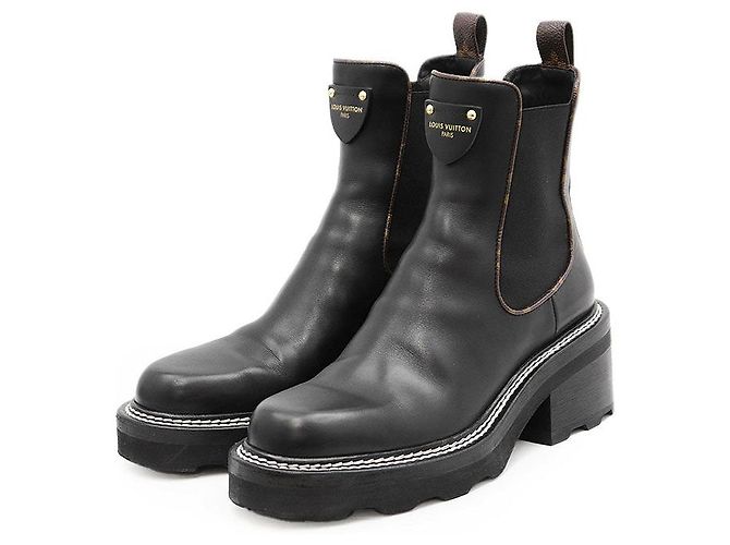 Botas de couro Louis Vuitton LV Bobourg Line Preto