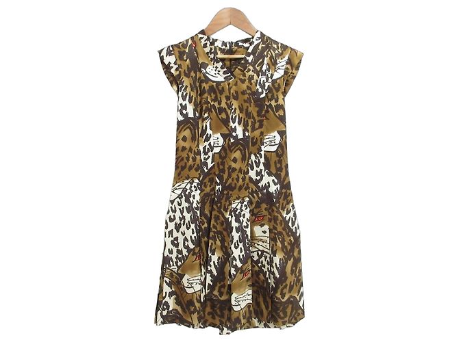 Louis Vuitton Plisseekleid Leopard Braun