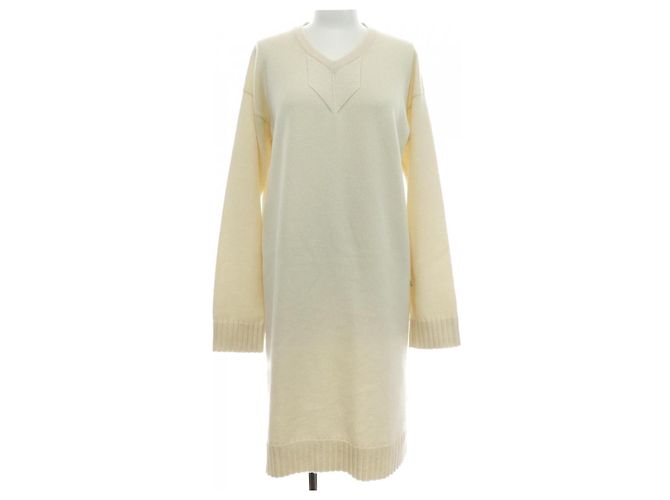 Vestido Hermès 100% Cachemira 36 Blanco
