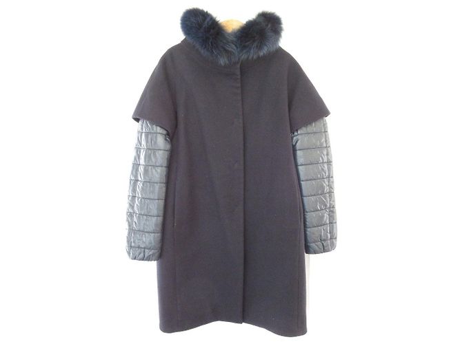 Autre Marque Herno Wolle Layered Daunenmantel Blau Marineblau