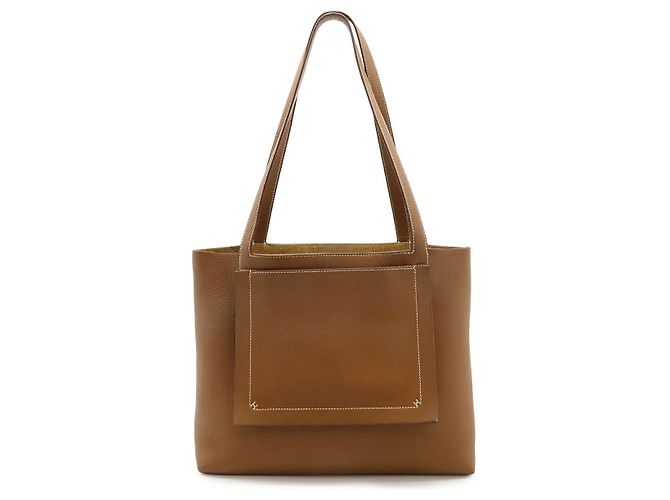 Hermès Cabas Selle31 Taurillon Clémence 2way Tote Bag Marron Doré