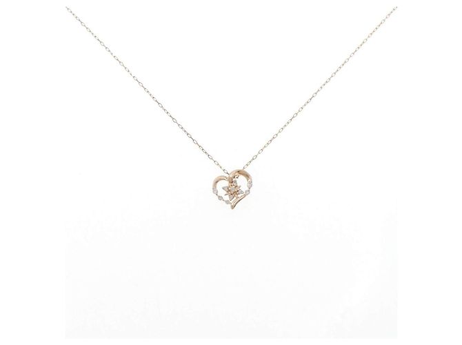 Autre Marque 4℃ K10 Pink Gold Diamond Necklace
