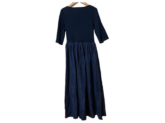 Autre Marque Liesse Fabric Combination Strickkleid Blau Marineblau