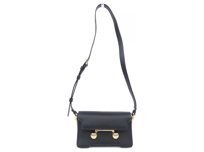 Bolsa de ombro Marni TRUNKAROO P6948 em couro de bezerro Preto