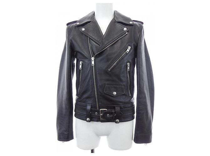 16 Céline Celine Klassische Bikerjacke aus Kalbsleder Schwarz