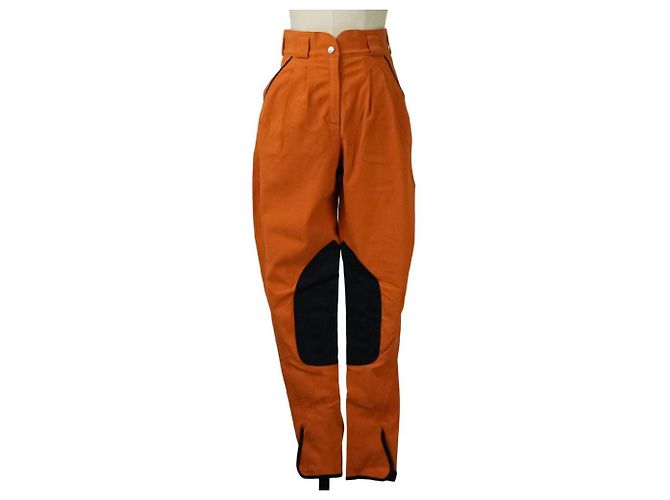 Hermès44 Jodhpur Pants Orange Navy blue