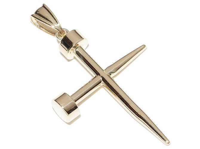 Autre Marque Pendente Cross Nail Au750 D'oro