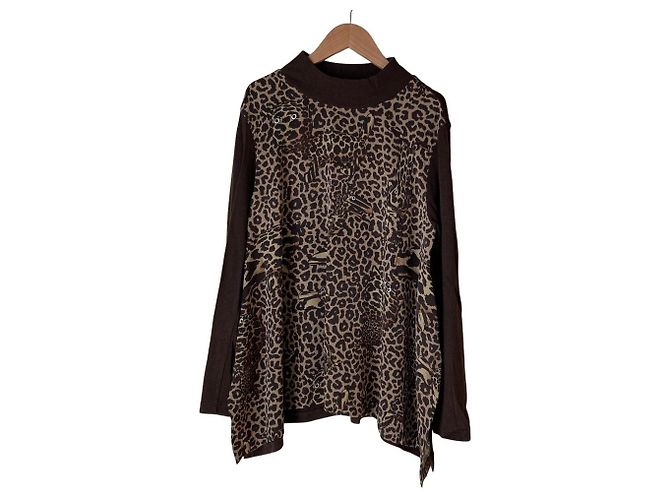 Autre Marque Olleborebla Alberobello Rollkragenpullover mit Animal-Print Braun