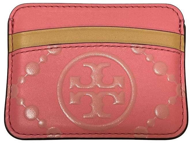 Tory Burch Tarjetero T Monogram Rosa Beige