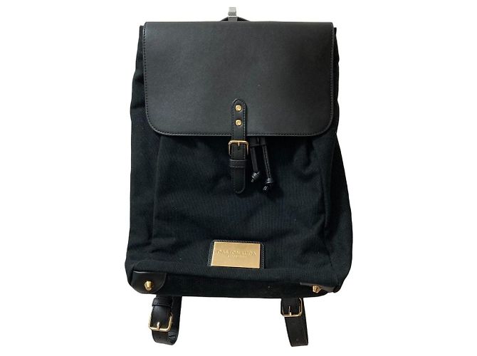 Autre Marque Gaston Luga Canvas Leather Rucksack Schwarz Golden