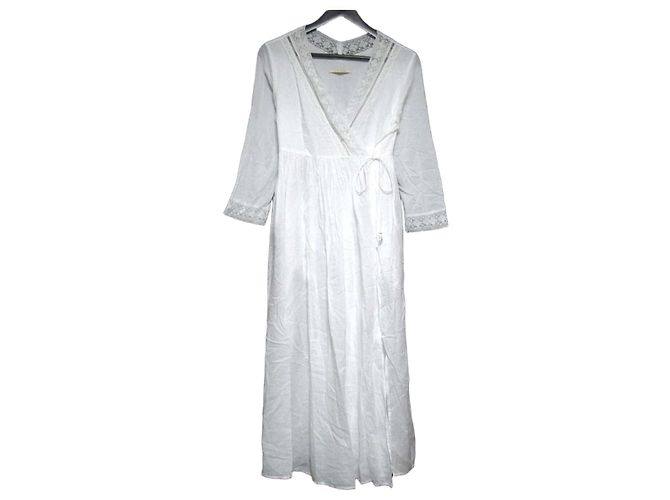 Autre Marque Vestido de encaje y voile de algodón NE QUITTEZ PAS Blanco