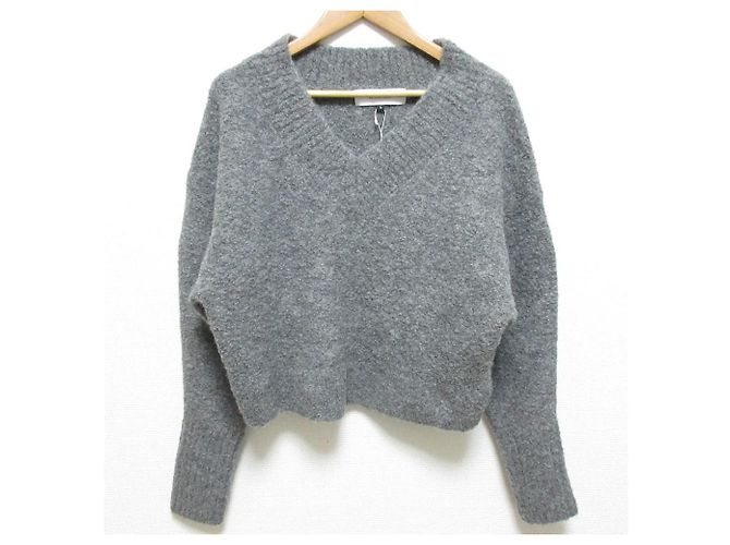 Autre Marque LE CIEL BLEU Tricô de Lã de Alpaca com Decote em V Marrom