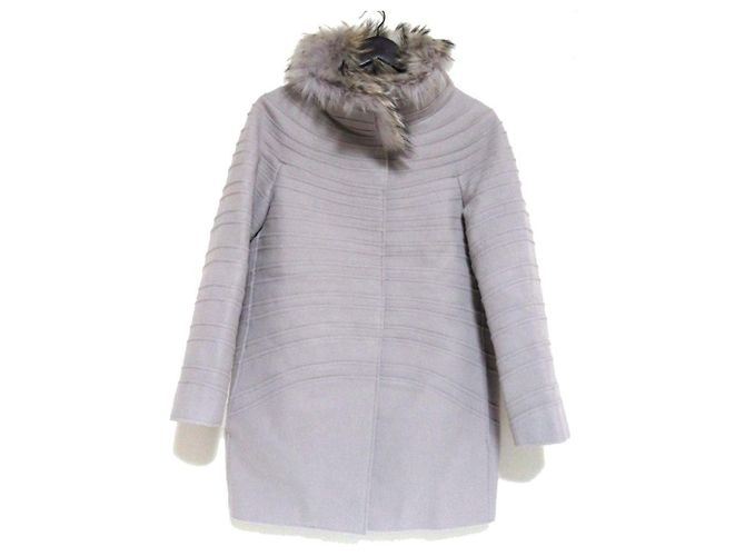 Autre Marque Alberta Ferretti Mantel mit Pelzbesatz Braun
