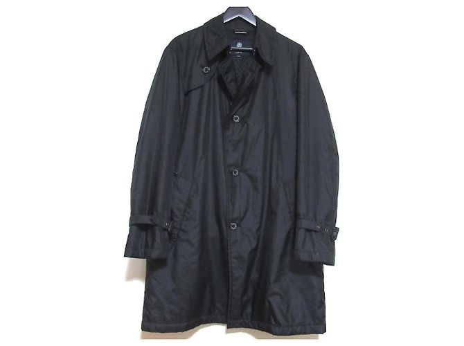 Aquascutum Trench Coat Acolchoado Simples Preto