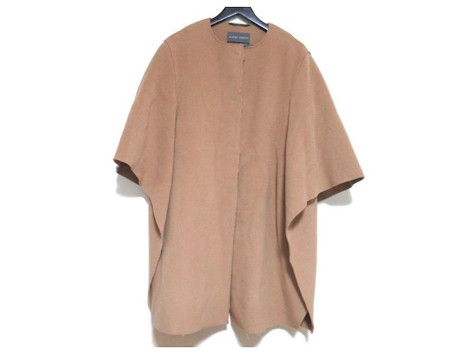 Autre Marque Abrigo poncho sin cuello de lana Alberta Ferretti Castaño Beige