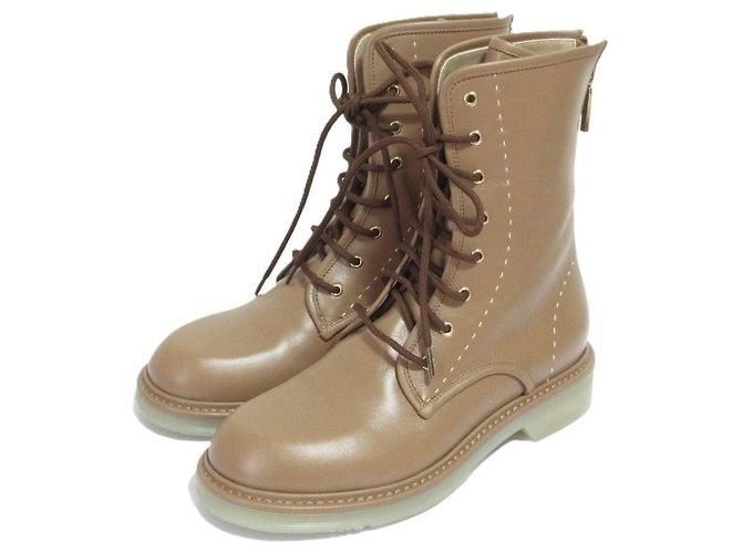 Max Mara Urban Compact Leather Ankle Boots Brown